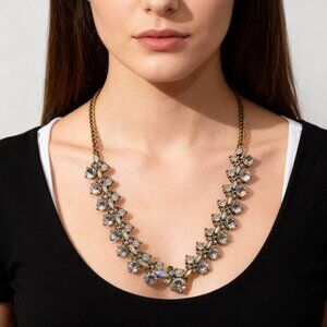 J. Crew Style Crystal Cluster Statement Necklace - Excellent Condition